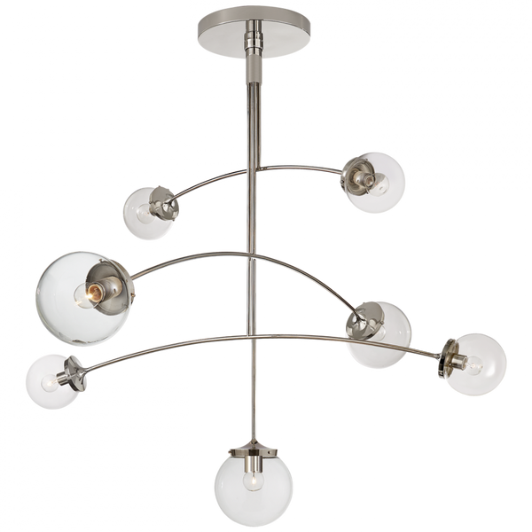 Chandelier, 7-Light, Polished Nickel, Clear Glass, 55"W (KS 5404PN-CG CHVFH)