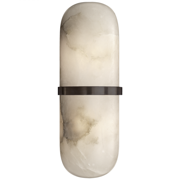 Pill Form Wall Sconce, 2-Light, Bronze, Alabaster Shade, 12.5"H (KW 2012BZ-ALB 2V3RH)