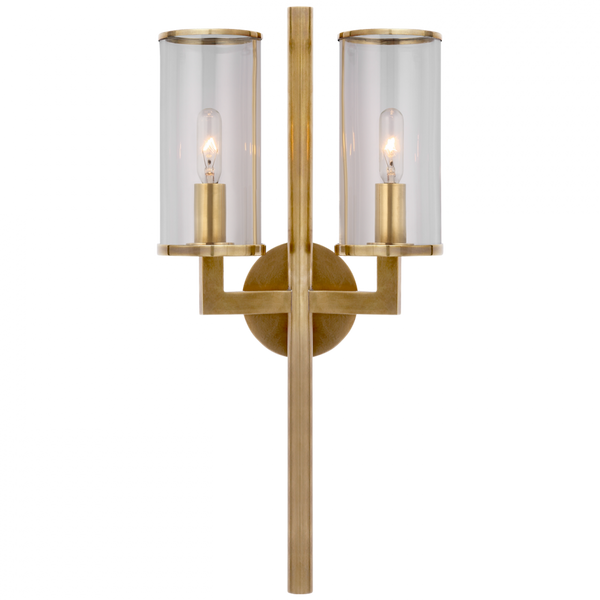 Double Wall Sconce, 2-Light, Antique-Burnished Brass, 19"H (KW 2201AB-CG CX153)