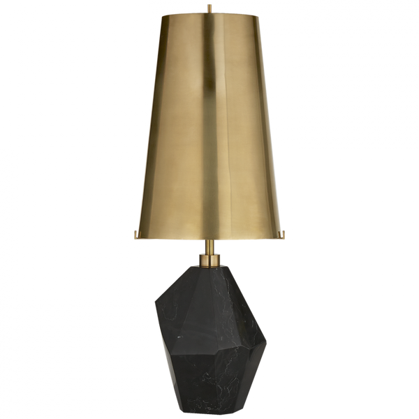 Accent Table Lamp, 1-Light, Black Cremo Marble, Antique Brass Shade, 25"H (KW 3012BM-AB CHVGC)