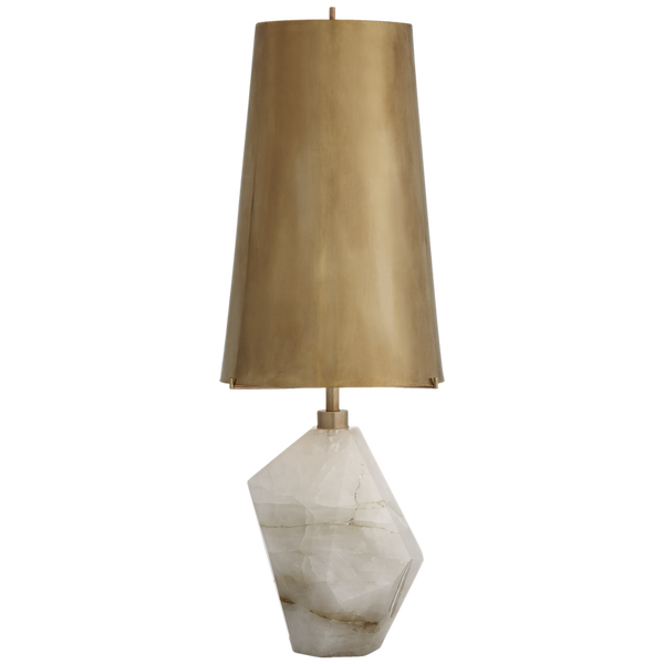 Accent Table Lamp, 1-Light, Natural Quartz Stone, Antique Brass Shade, 25"H (KW 3012Q-AB 2V3T0)