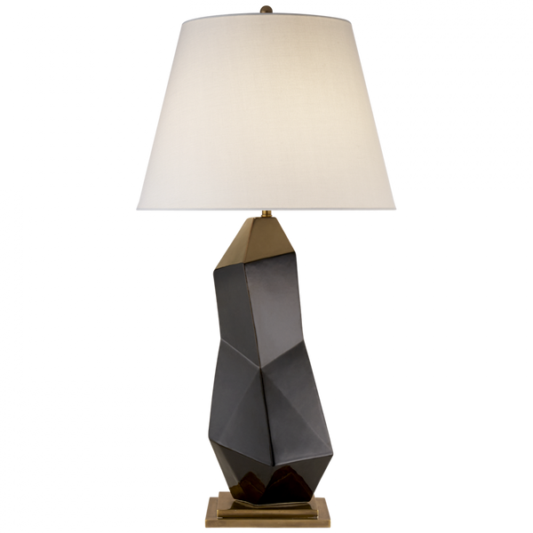 Table Lamp, 1-Light, Black Porcelain, Linen Round Shade, 31.75"H (KW 3046BLK-L 2UZWG)