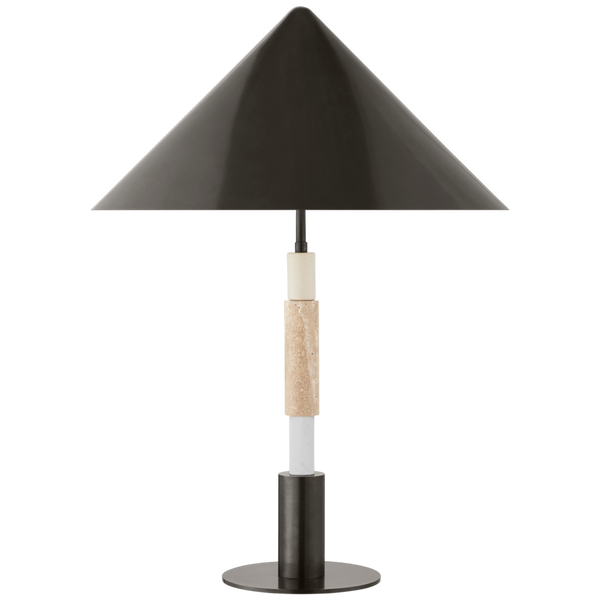 Stacked Table Lamp, 1-Light, Bronze, Travertine, Bronze Shade, 28.5"H (KW 3607BZ/TVT-BZ CPWVK)