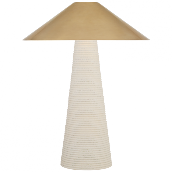 Accent Lamp, 3-Light, Porous White Porcelain, Antique-Burnished Brass Shade, 21.25"H (KW 3660PRW-AB CLW6P)