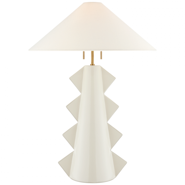 Large Table Lamp, 2-Light, Ivory, Linen Shade, 33"H (KW 3681IVO-L CTVHU)