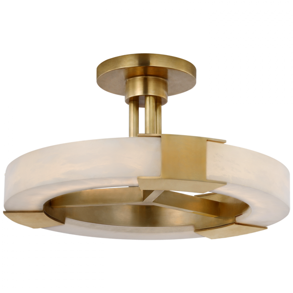 Medium Ring Semi-Flush Mount, 1-Light, LED, Antique-Burnished Brass, Alabaster, 13.75"W (KW 4142AB/ALB D02RK)