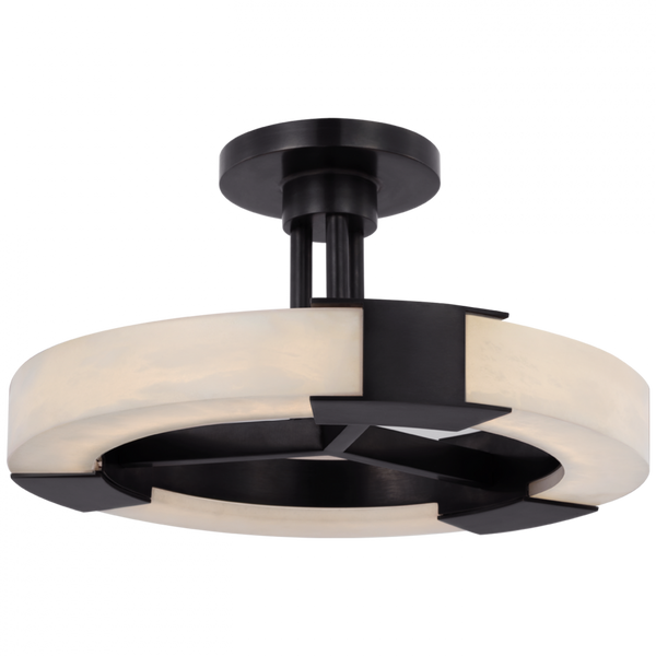 Medium Ring Semi-Flush Mount, 1-Light, LED, Bronze, Alabaster, 13.75"W (KW 4142BZ/ALB D01UK)