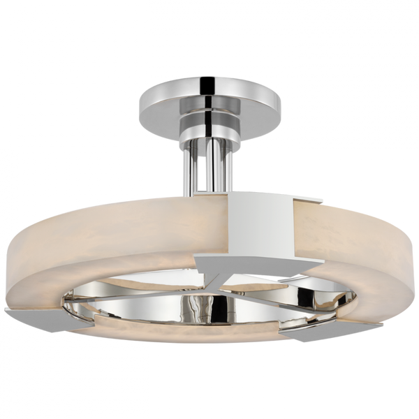 Medium Ring Semi-Flush Mount, 1-Light, LED, Polished Nickel, Alabaster, 13.75"W (KW 4142PN/ALB D01UL)