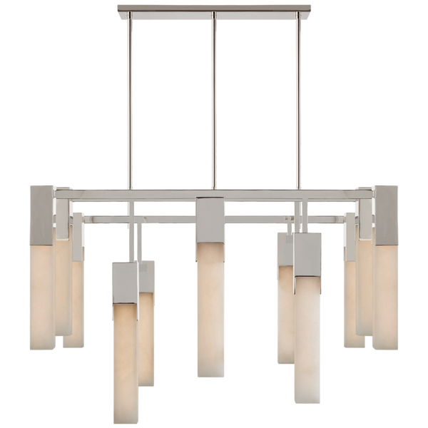 Large Chandelier, 12-Light, Polished Nickel, Alabaster Shade, 44"W (KW 5115PN-ALB CPTYA)