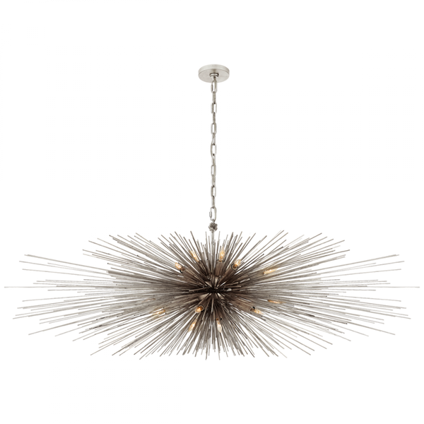 Linear Chandelier, 16-Light, Burnished Silver Leaf, 60"W (KW 5182BSL CLX3A)