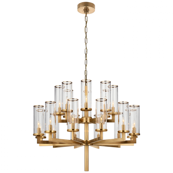 Double Tier Chandelier, 20-Light, Antique-Burnished Brass, 34"W (KW 5201AB-CG CX23J)