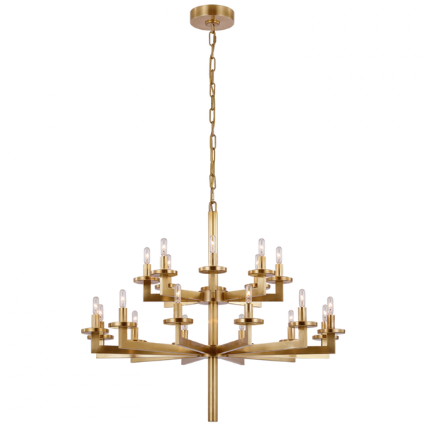 Double Tier Chandelier - Antique-Burnished Brass