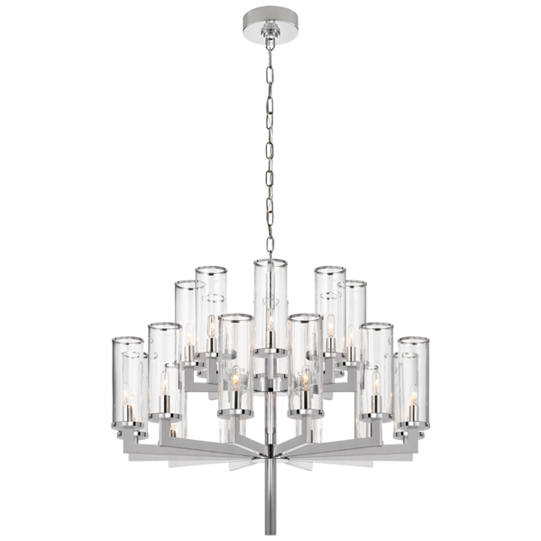 Double Tier Chandelier, 20-Light, Polished Nickel, 34"W (KW 5201PN-CG CX23K)