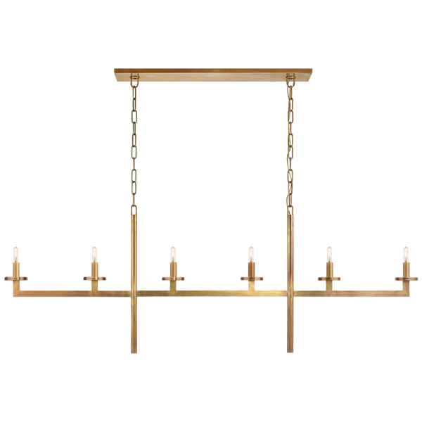 Large Linear Chandelier - Antique-Burnished Brass