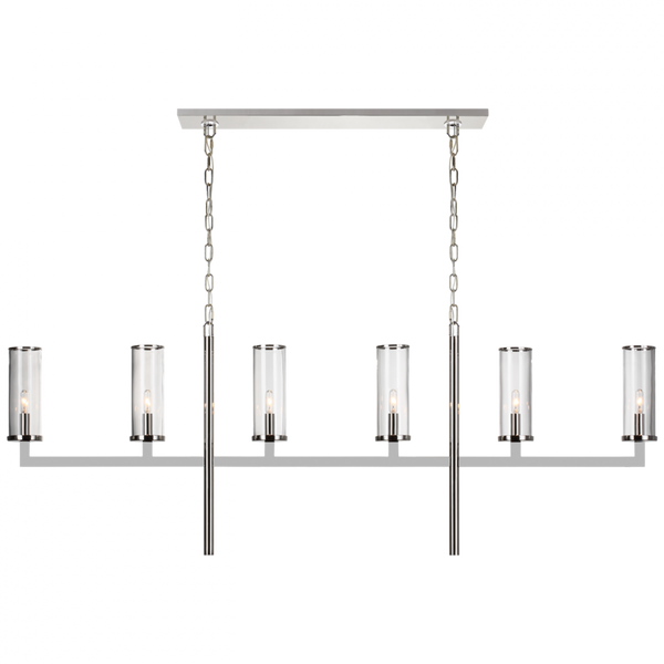 Large Linear Chandelier, 6-Light, Polished Nickel, 3.5"W (KW 5203PN-CG CX156)