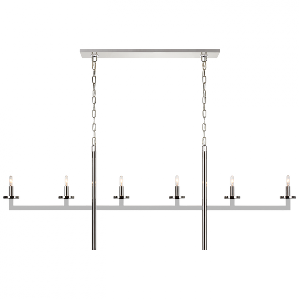 Large Linear Chandelier - Polished Nickel