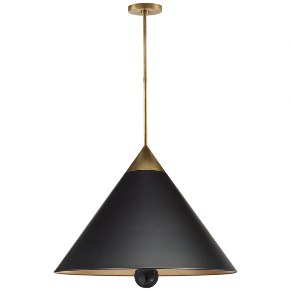 Pendant, 3-Light, Antique Burnished Brass, Black Shade, 30"W (KW 5515AB/BM-BLK CHVH7)