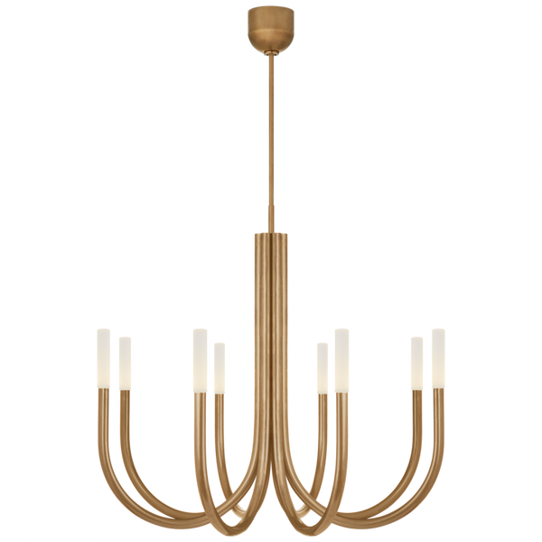 Medium Chandelier, 1-Light, LED, Antique-Burnished Brass, Etched Crystal Shade, 38"W (KW 5581AB-EC CLX3N)