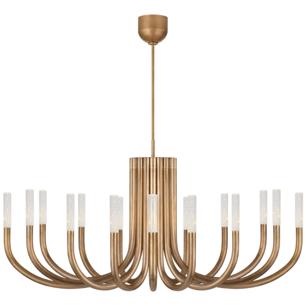 Large Oval Chandelier, 1-Light, LED, Antique-Burnished Brass, 50"W (KW 5585AB-SG CLX3W)