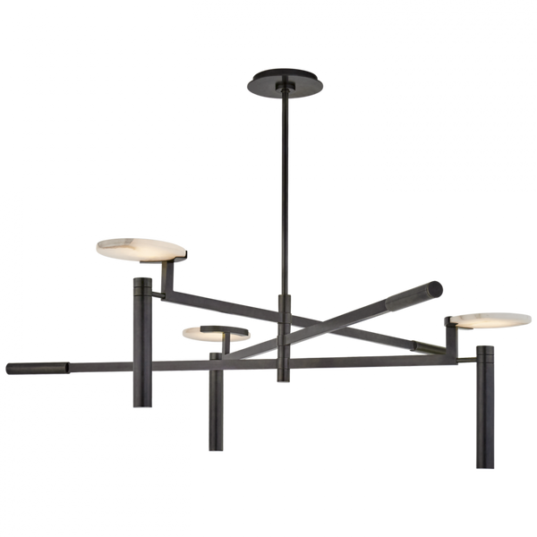 Large Floating Disc Chandelier, 1-Light, LED, Bronze, Alabaster Shade, 45"W (KW 5602BZ-ALB CPTYN)