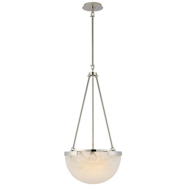 Small Pendant, 3-Light, Polished Nickel, Alabaster Shade, Over All Height 63.75" (KW 5618PN-ALB CPTYL)