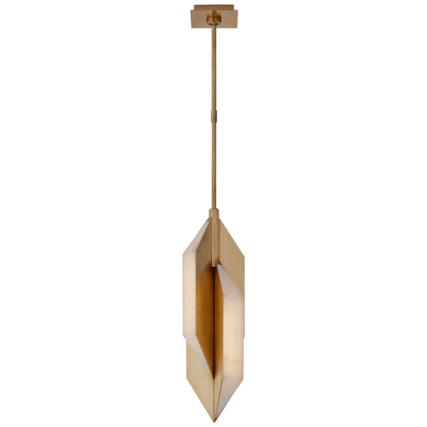 Small Pendant, 1-Light, LED, Antique-Burnished Brass, Alabaster Shade, Over All Height 58" (KW 5721AB-ALB CTVLK)