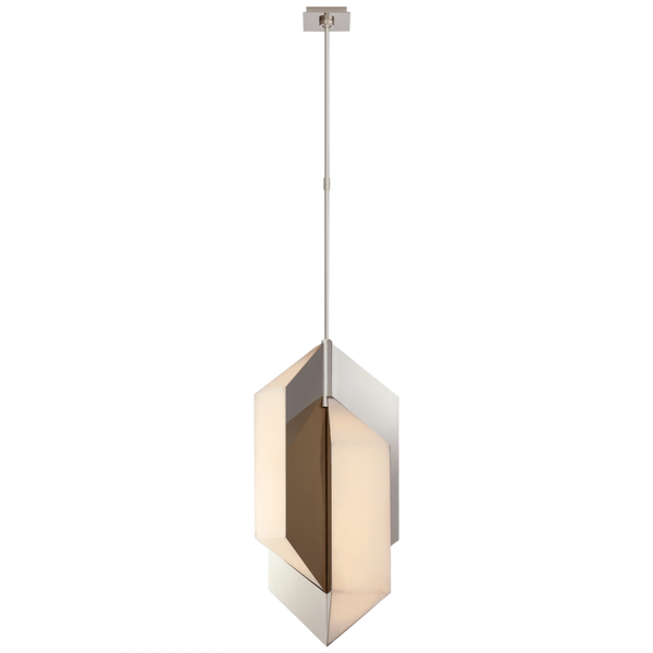 Medium Pendant, 1-Light, LED, Polished Nickel, Alabaster Shade, Over All Height 66.5" (KW 5722PN-ALB CTVLP)