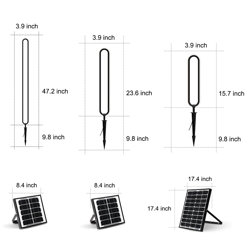 Minimalist Long Oval Ring Led Waterproof Black Modern Solar Lights Outdoor