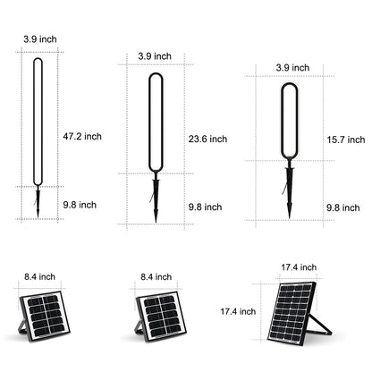 Minimalist Long Oval Ring Led Waterproof Black Modern Solar Lights Outdoor