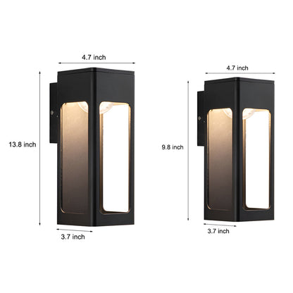 Rectangular IP65 Waterproof 12W LED Black Modern Outdoor Wall Lamp Sconces