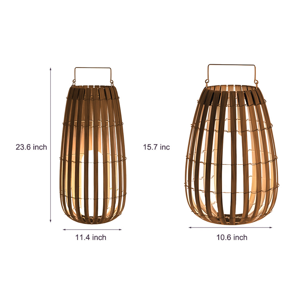 Rattan Portable Lantern Shaped LED Waterproof Solar Outdoor Lights