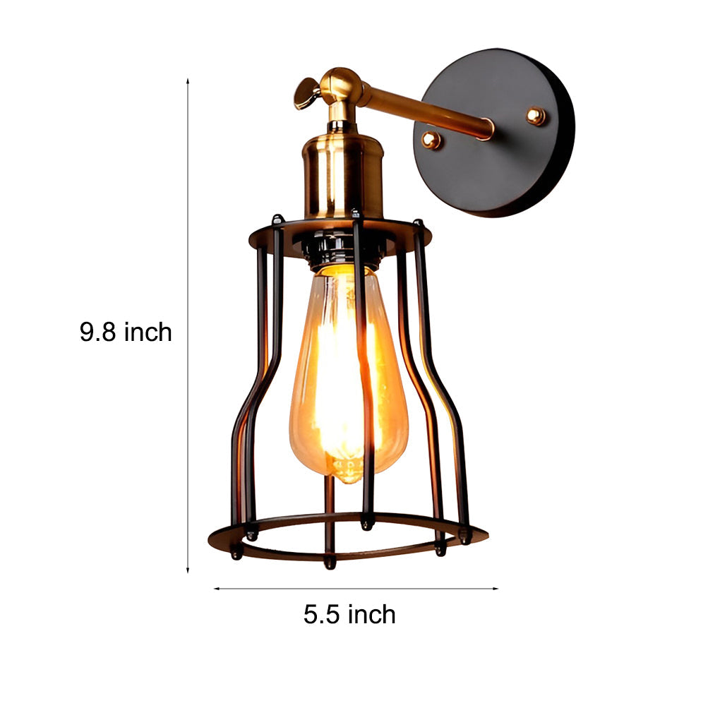 Adjustable Retro Iron E27 Waterproof Industrial Plug in Wall Sconce Lighting