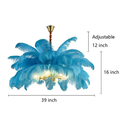 Creative Feathers Copper Ins Nordic Chandelier Flush Mount Ceiling Light