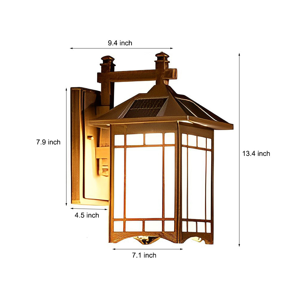 Retro Waterproof LED Vintage Solar Wall Lamp with Remote Wall Sconce Lighting