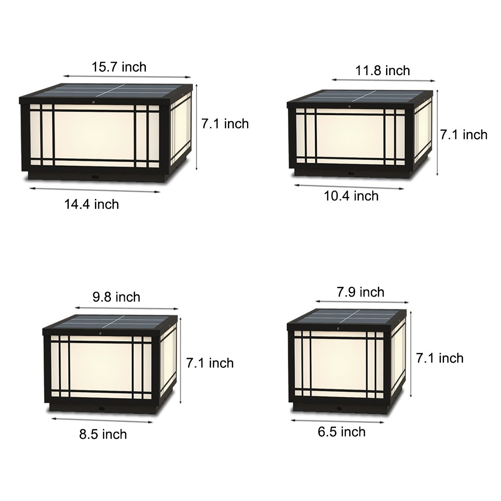 Retro Grilles Waterproof LED 3 Step Dimming Solar Fence Post Lights with Remote