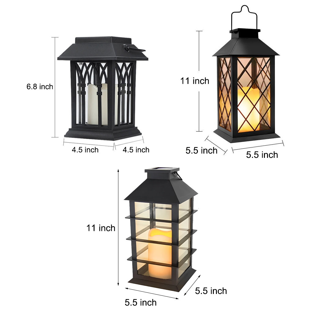 Portable Lantern Waterproof LED Intelligent Black Solar Outdoor Lights