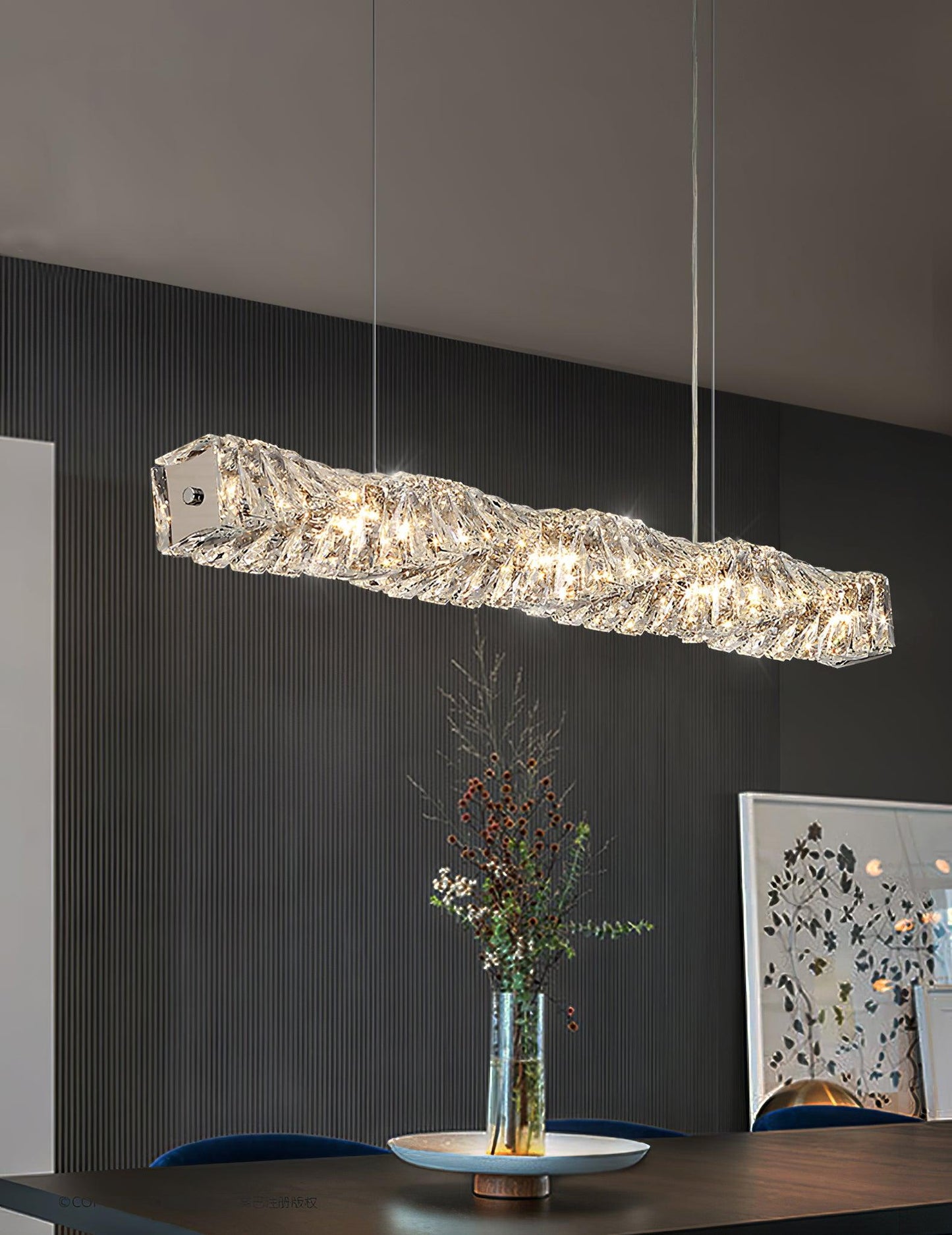 Long Crystal Droplight Pendant Lamp