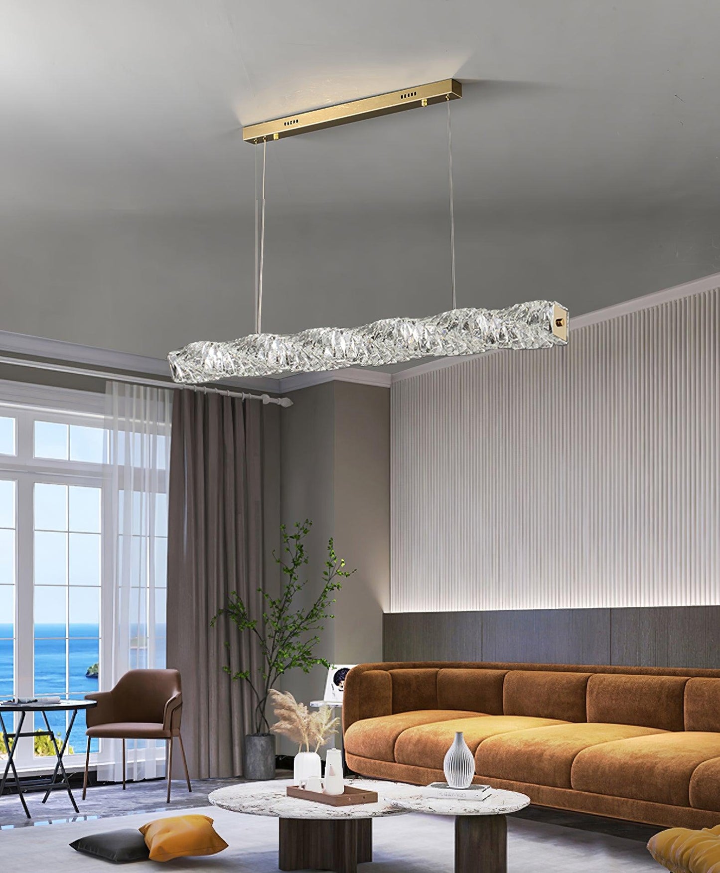 Long Crystal Droplight Pendant Lamp