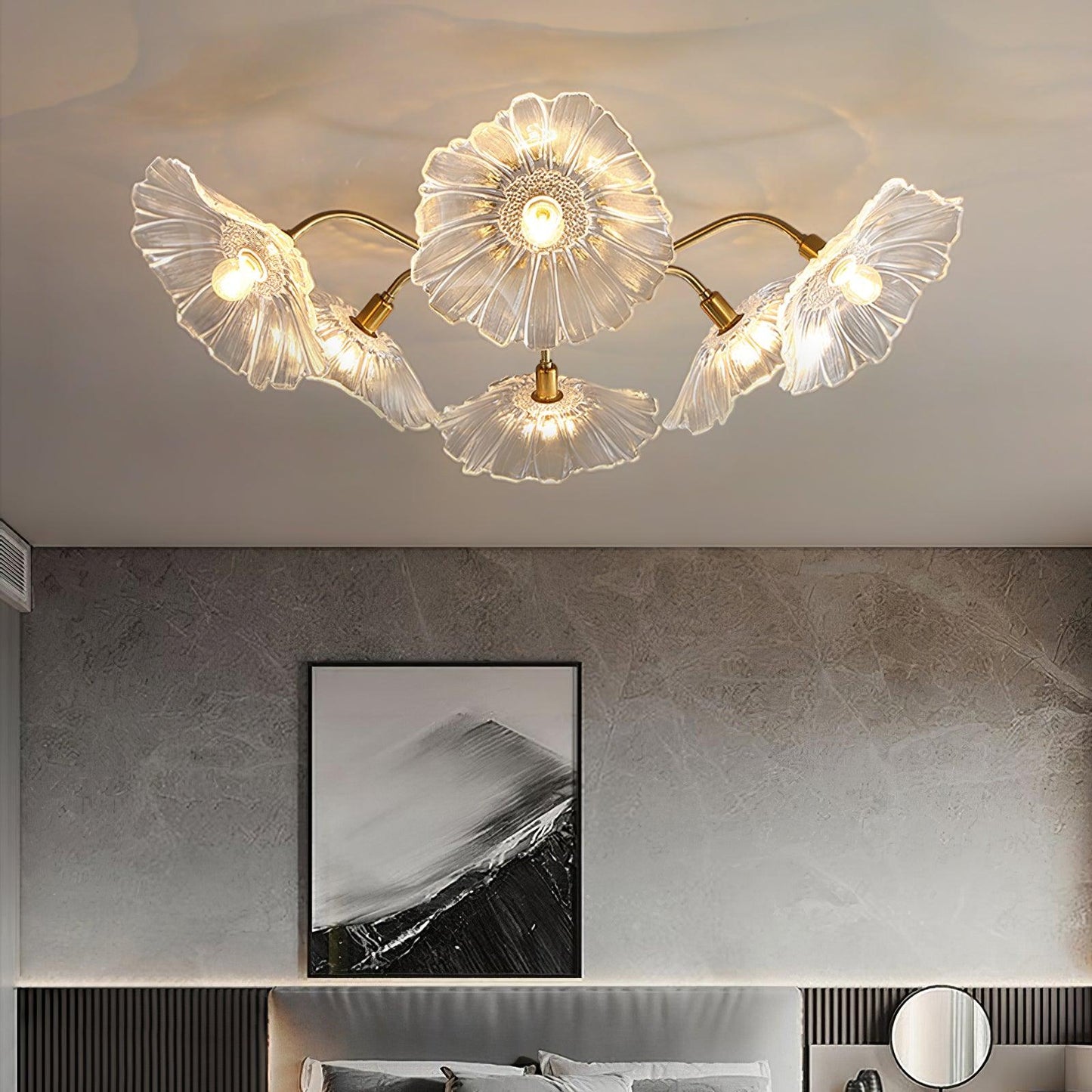 Lotus Leaf Glass Flush mount light Ceiling Lamp