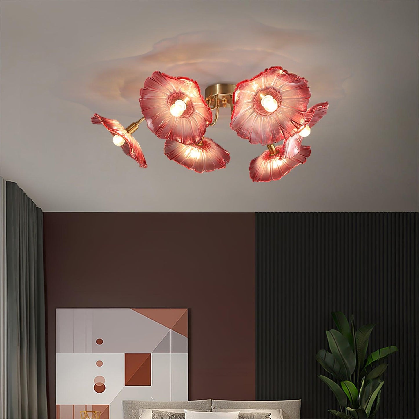 Lotus Leaf Glass Flush mount light Ceiling Lamp