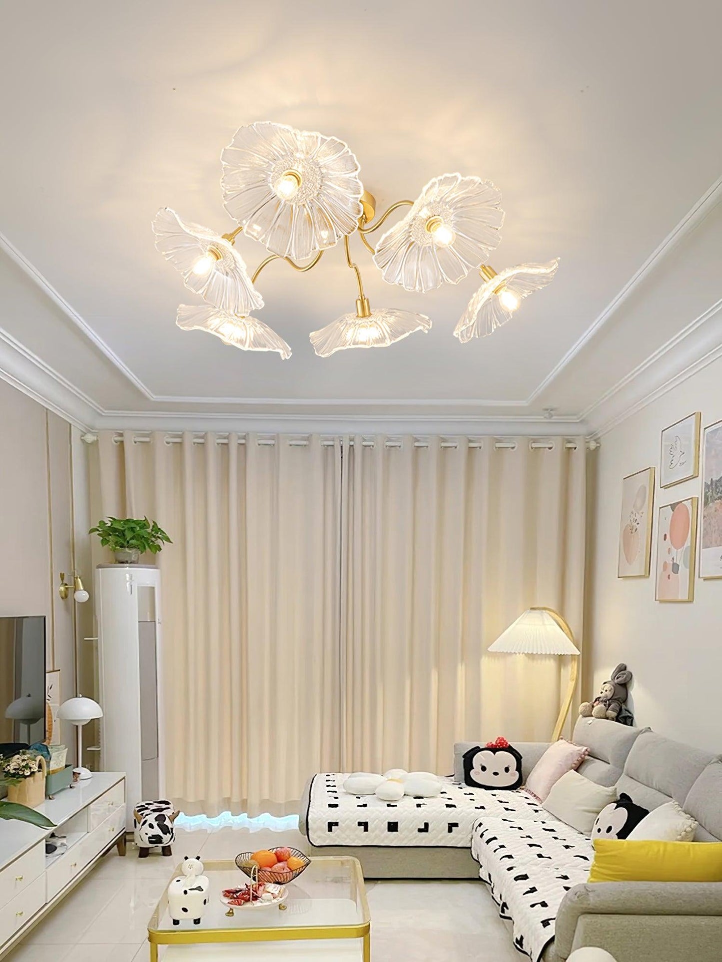 Lotus Leaf Glass Flush mount light Ceiling Lamp