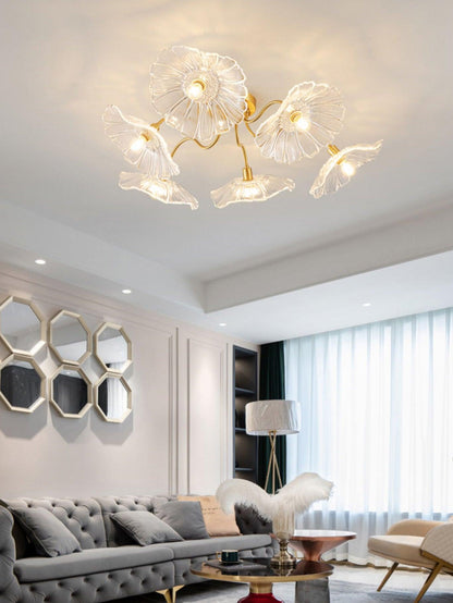 Lotus Leaf Glass Flush mount light Ceiling Lamp