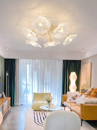 Lotus Leaf Glass Flush mount light Ceiling Lamp