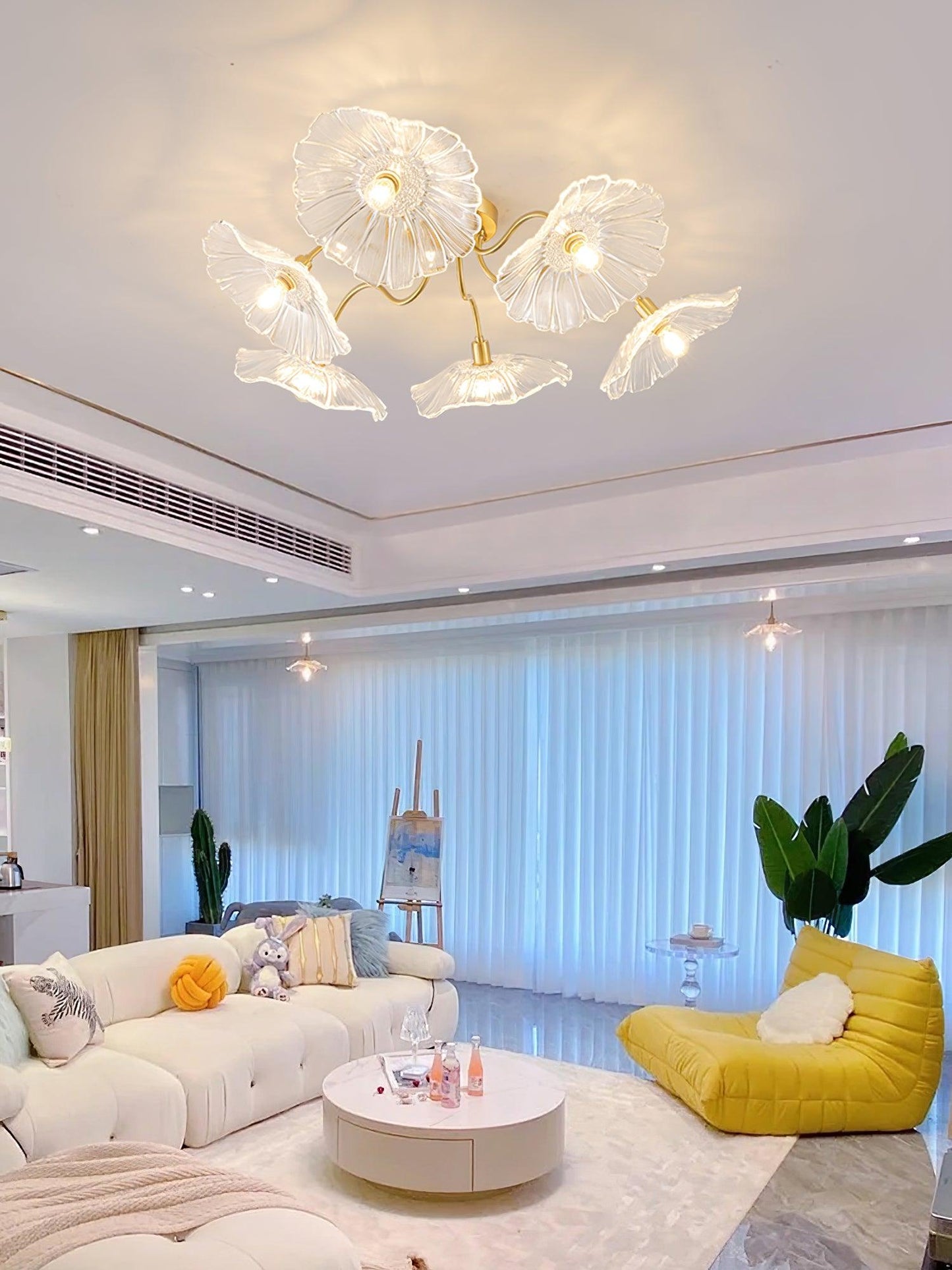 Lotus Leaf Glass Flush mount light Ceiling Lamp