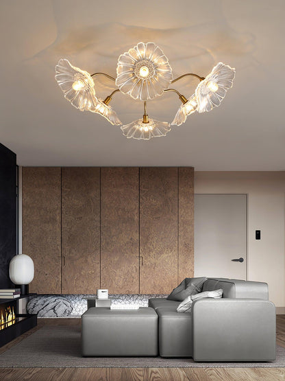 Lotus Leaf Glass Flush mount light Ceiling Lamp