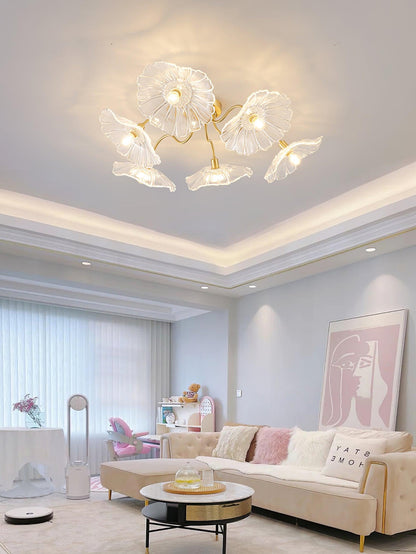 Lotus Leaf Glass Flush mount light Ceiling Lamp