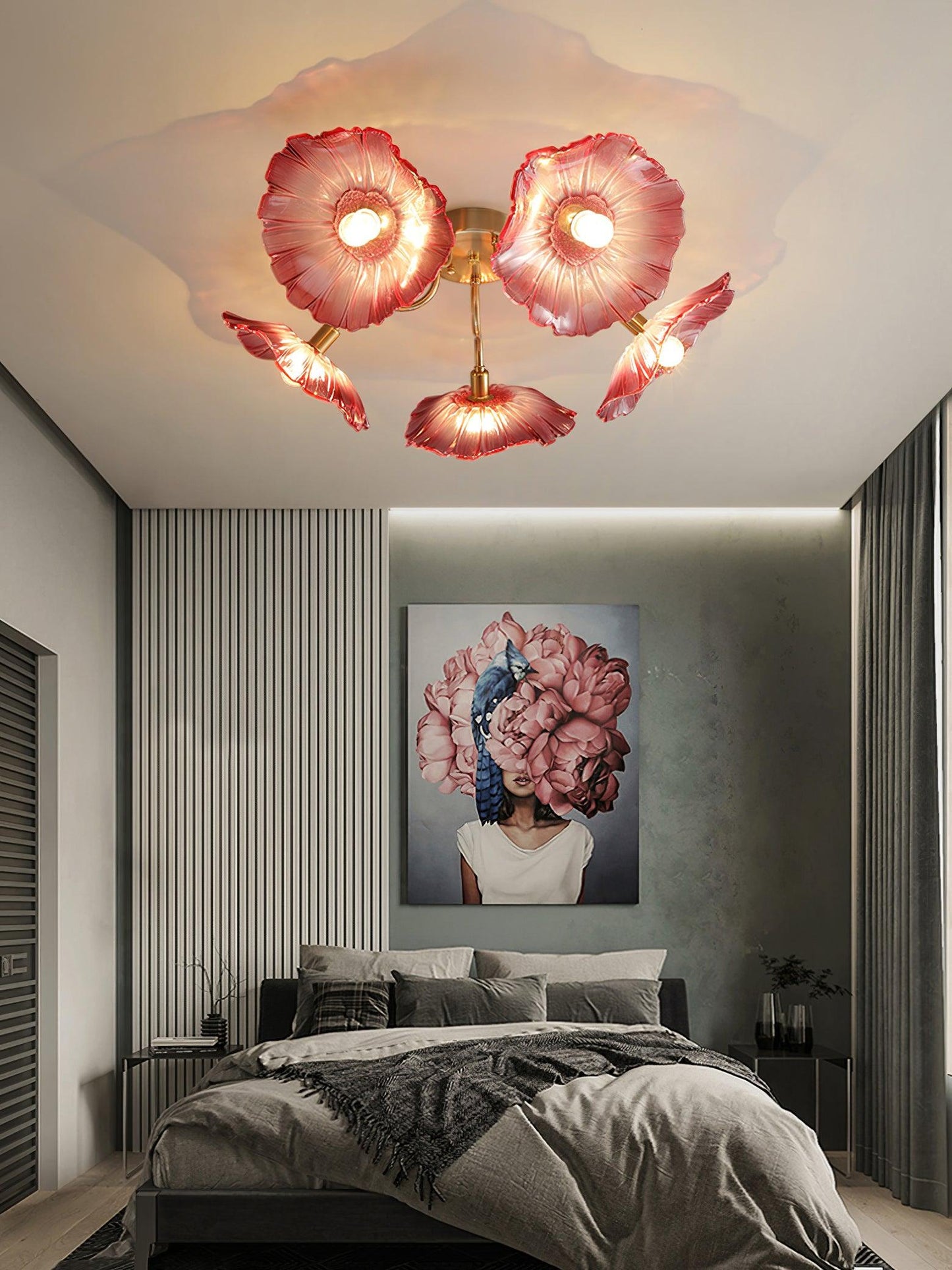 Lotus Leaf Glass Flush mount light Ceiling Lamp