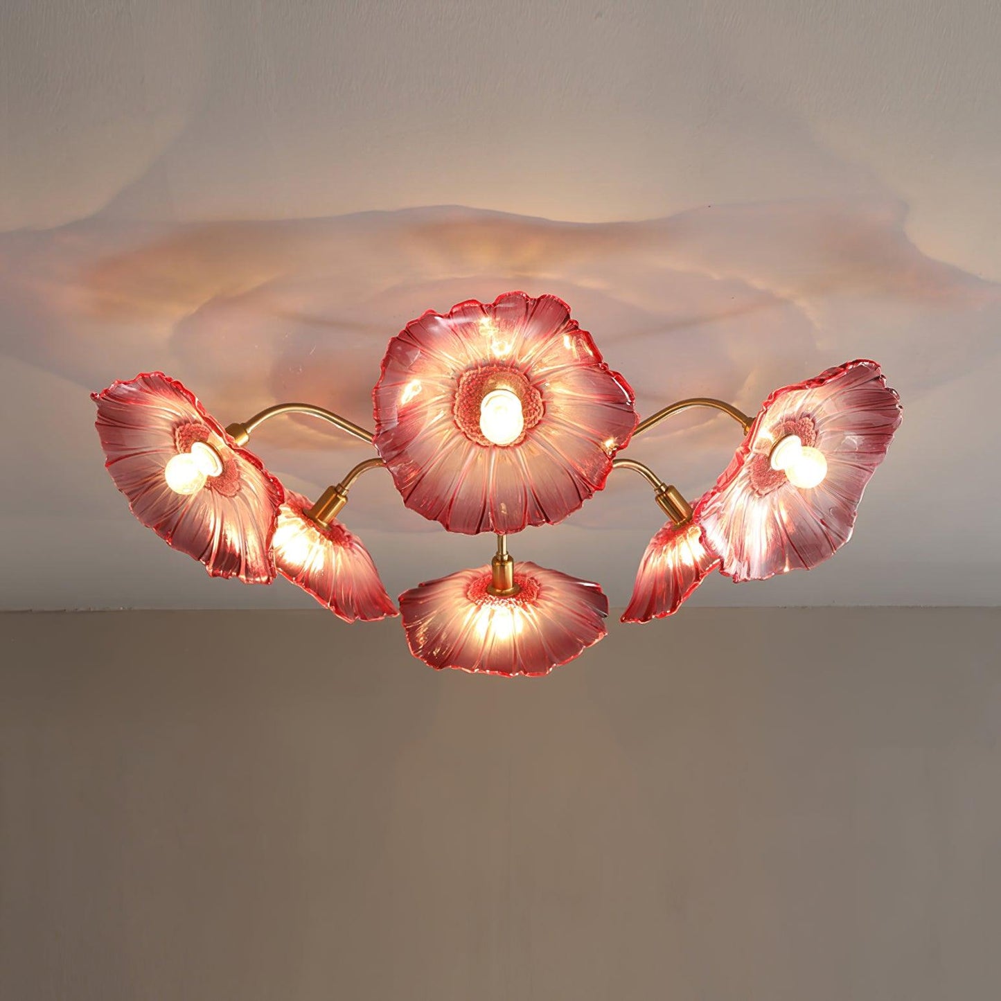 Lotus Leaf Glass Flush mount light Ceiling Lamp