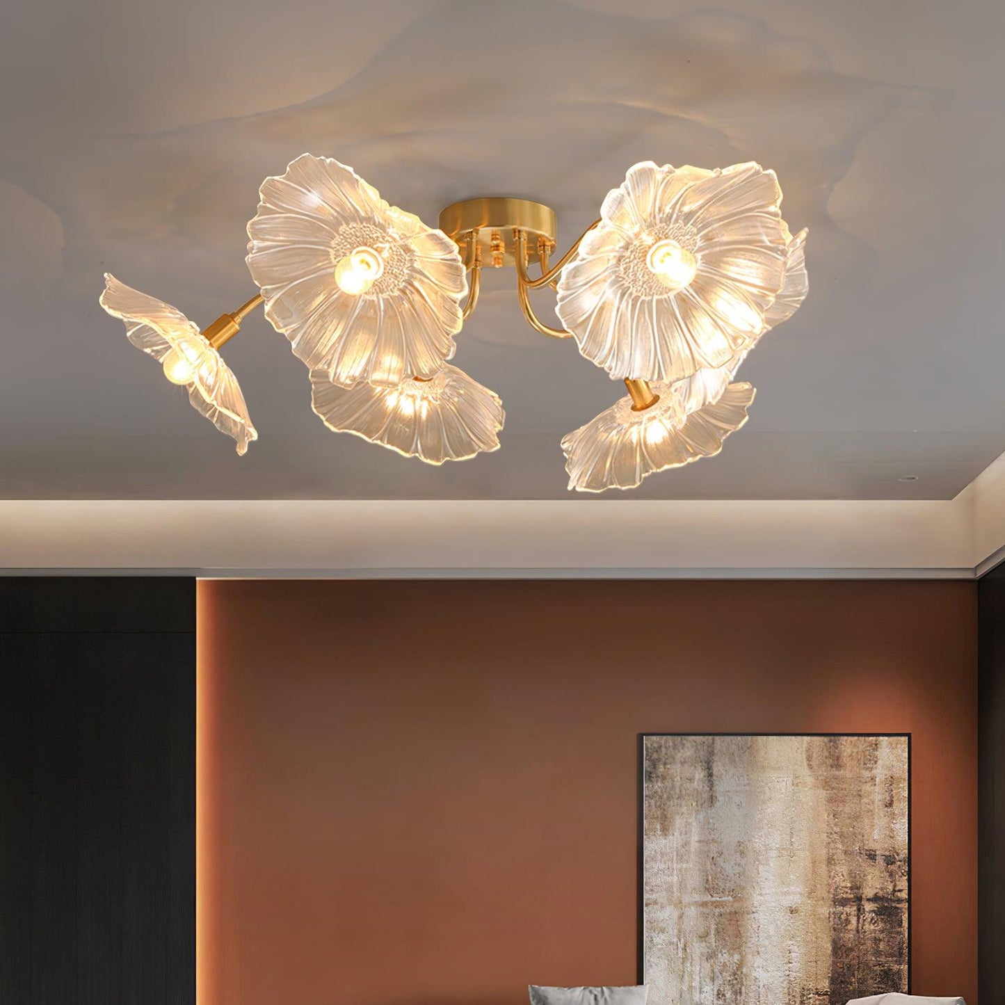 Lotus Leaf Glass Flush mount light Ceiling Lamp