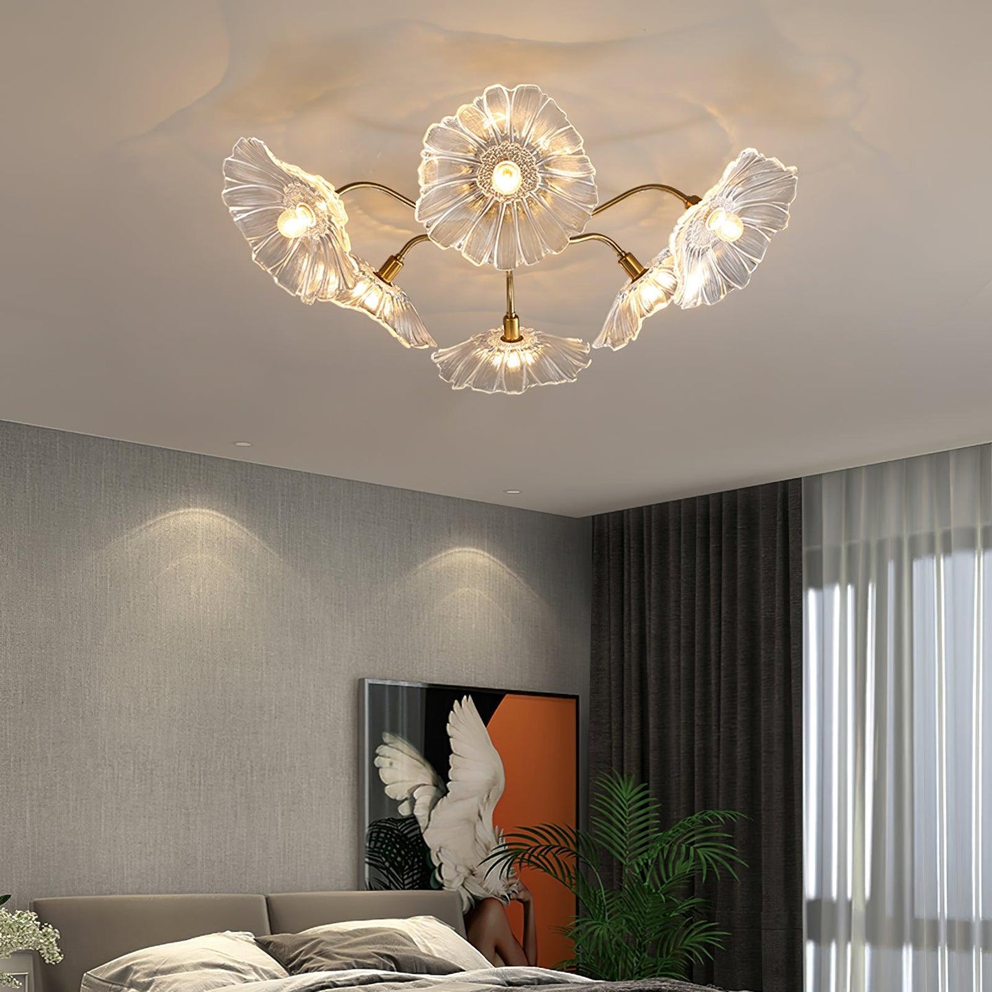 Lotus Leaf Glass Flush mount light Ceiling Lamp